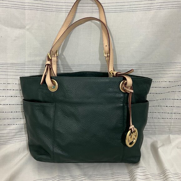 Michael Kors pebble leather handbag Jet set tote in green - Picture 3 of 8